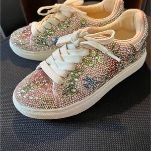 Betsey Johnson Pink and Green Rhinestone Sneakers